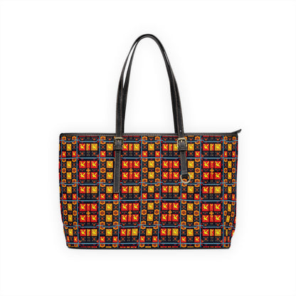 Leather Shoulder Bag, Sagittarius, Zodiac v2, Shapes Pattern