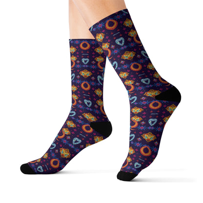 Sublimation Socks, Taurus, Zodiac, Jewel Pattern