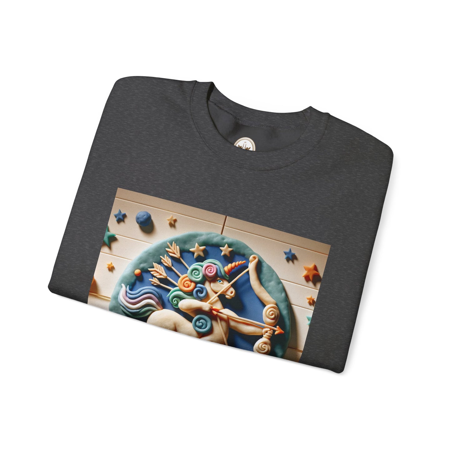 Unisex Heavy Blend™ Crewneck Sweatshirt, Colorful Horse, Sagittarius Zodiac Design