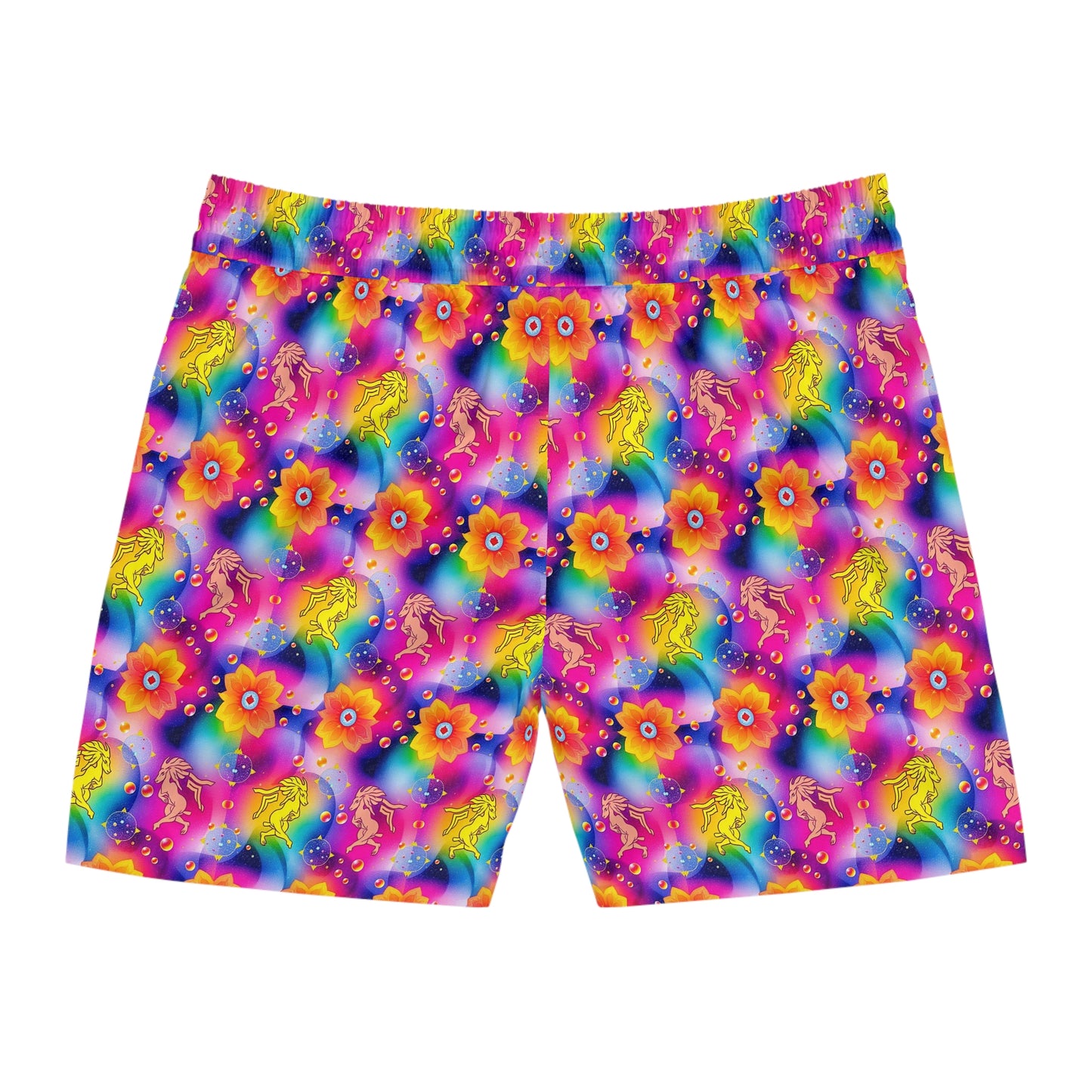 Men's Mid-Length Swim Shorts, (AOP), Gemini, Zodiac v1, Bubble Pattern