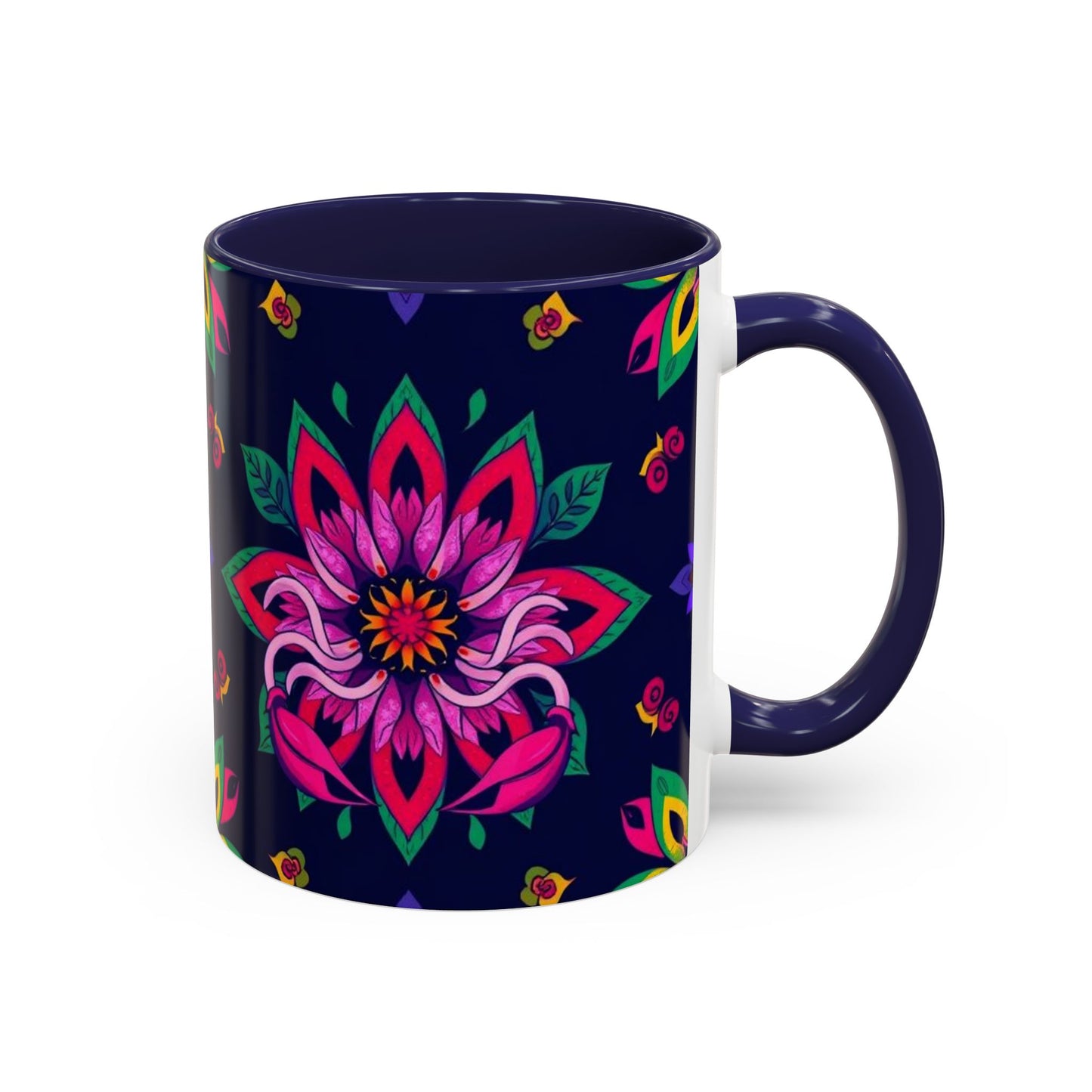 Accent Coffee Mug, Scorpio, Zodiac v4. Flower Pattern, (11, 15oz)