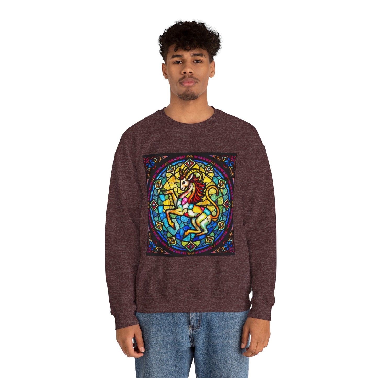Unisex Heavy Blend™ Crewneck Sweatshirt, Glass, Capricorn Zodiac Design