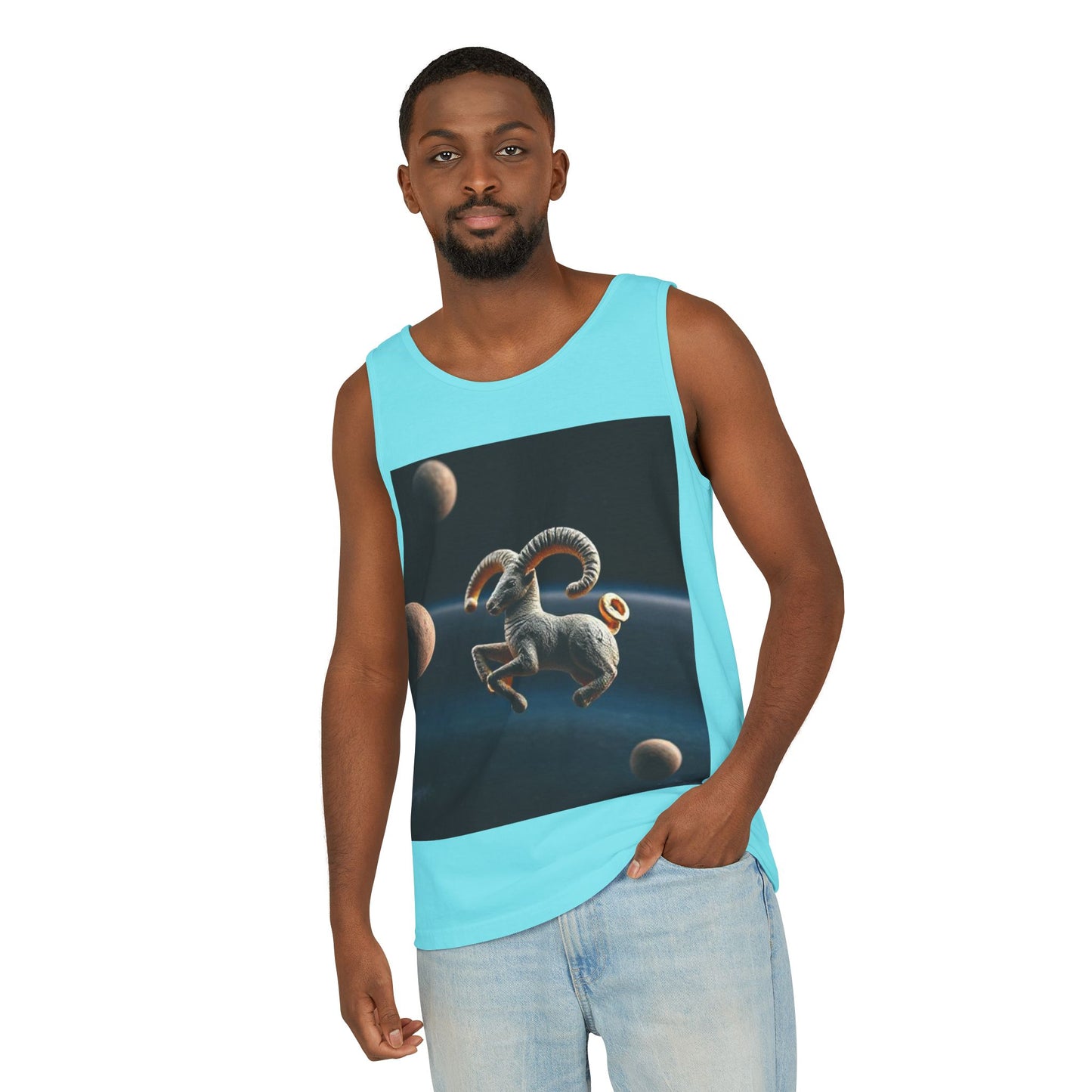 Unisex Garment-Dyed, Tank Top, Aries Design, Planet Animal v1, 100% US cotton