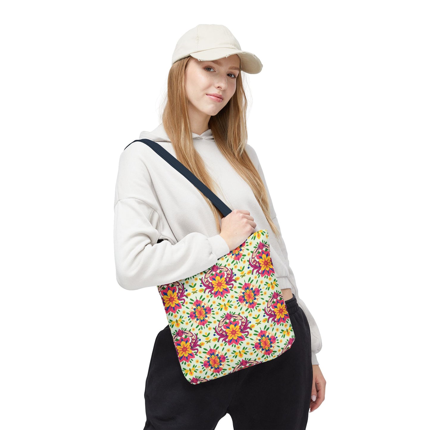 Tote Bag (AOP), Cancer, Zodiac v1, Flower Pattern