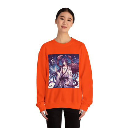 Unisex Heavy Blend™ Crewneck Sweatshirt, Scorpio Zodiac Design, purple scorpion anime