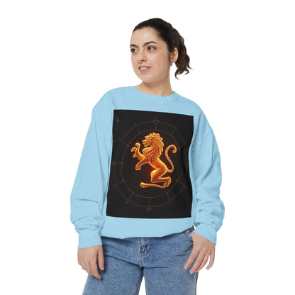 Garment-Dyed Sweatshirt, Unisex, Space Animal Design v1, Leo