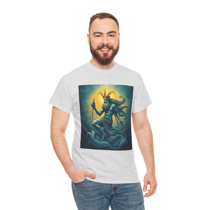 Unisex Heavy Cotton T-Shirt, Aquarius God 1, Zodiac Design