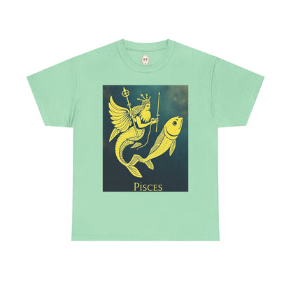Unisex Heavy Cotton T-Shirt, Pisces Quuen v1, Zodiac Design
