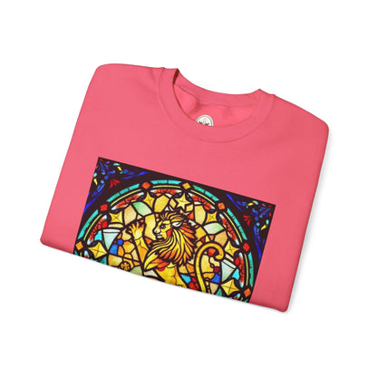 Unisex Heavy Blend™ Crewneck Sweatshirt, Glass 1, Leo Zodiac Design