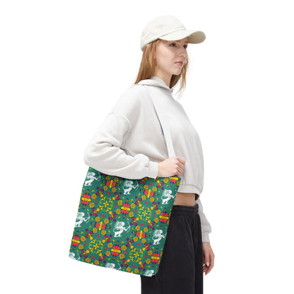 Tote Bag, (AOP), Sagittarius, Zodiac v6, Flower Pattern