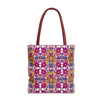 Tote Bag (AOP), Scorpio, Zodiac v1, Flower Pattern