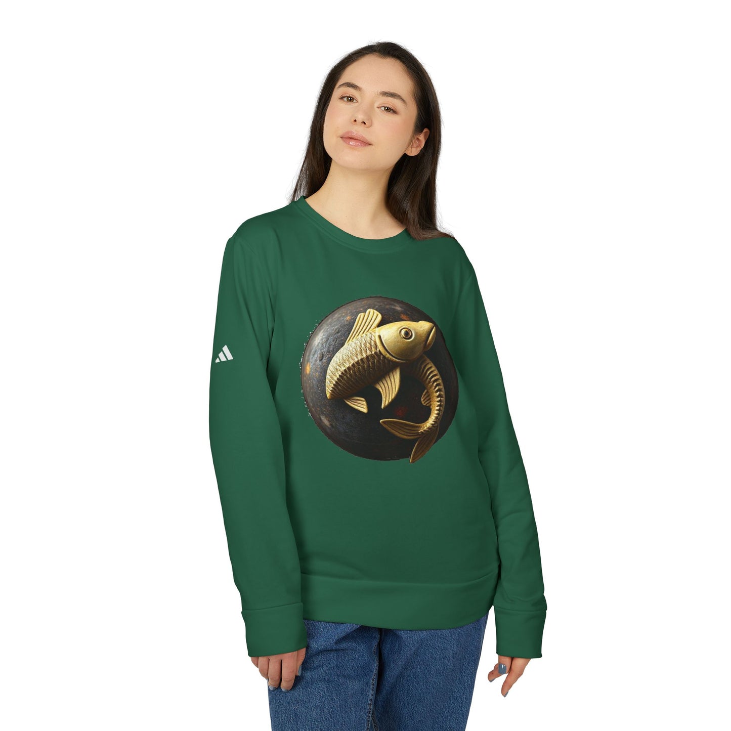 Adidas, Unisex Fleece Crewneck Sweatshirt, Pisces, Space Animal, Zodiac