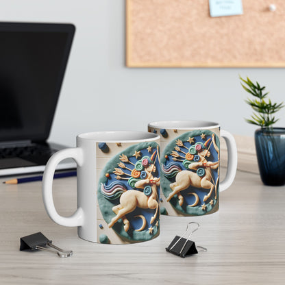 Ceramic Mug, (11oz, 15oz), Ceramic Coffee Mug, Colour Horse, Sagittarius Zodiac Design