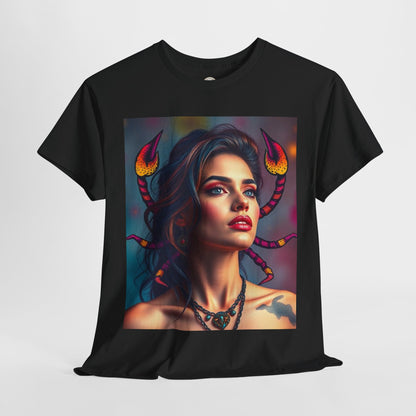Unisex Heavy Cotton T-Shirt, Scorpio, Zodiac v2, Sexy Art