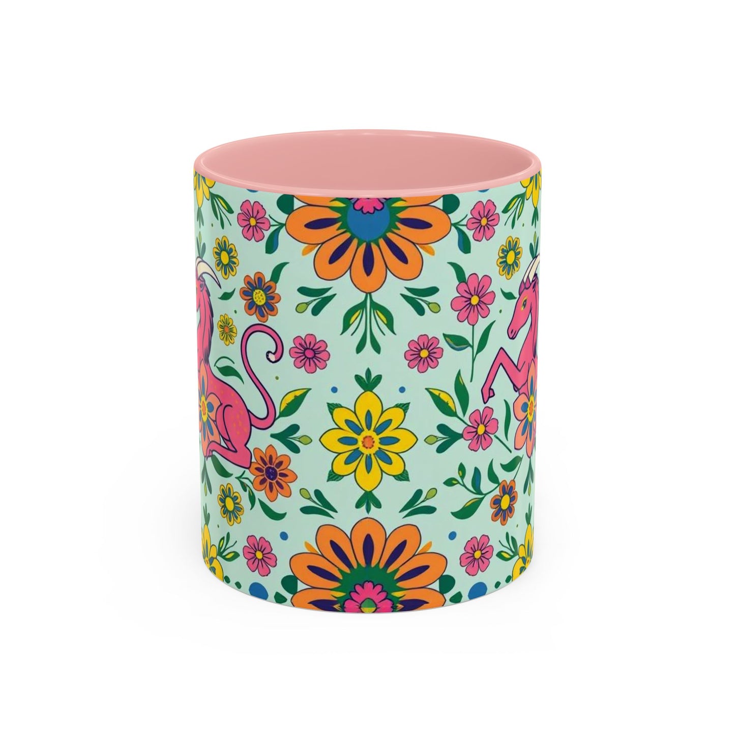 Accent Coffee Mug, Aquarius, Zodiac, Flower Pattern, (11, 15oz)