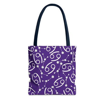 Tote Bag, Cancer Zodiac Sign, AOP, (Purple, White)