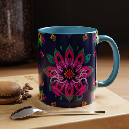 Accent Coffee Mug, Scorpio, Zodiac v4. Flower Pattern, (11, 15oz)