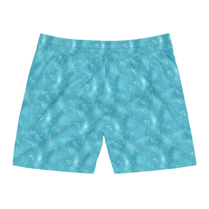 Men's Mid-Length Swim Shorts, (AOP), Aquarius, Zodiac v4, Bubble Pattern