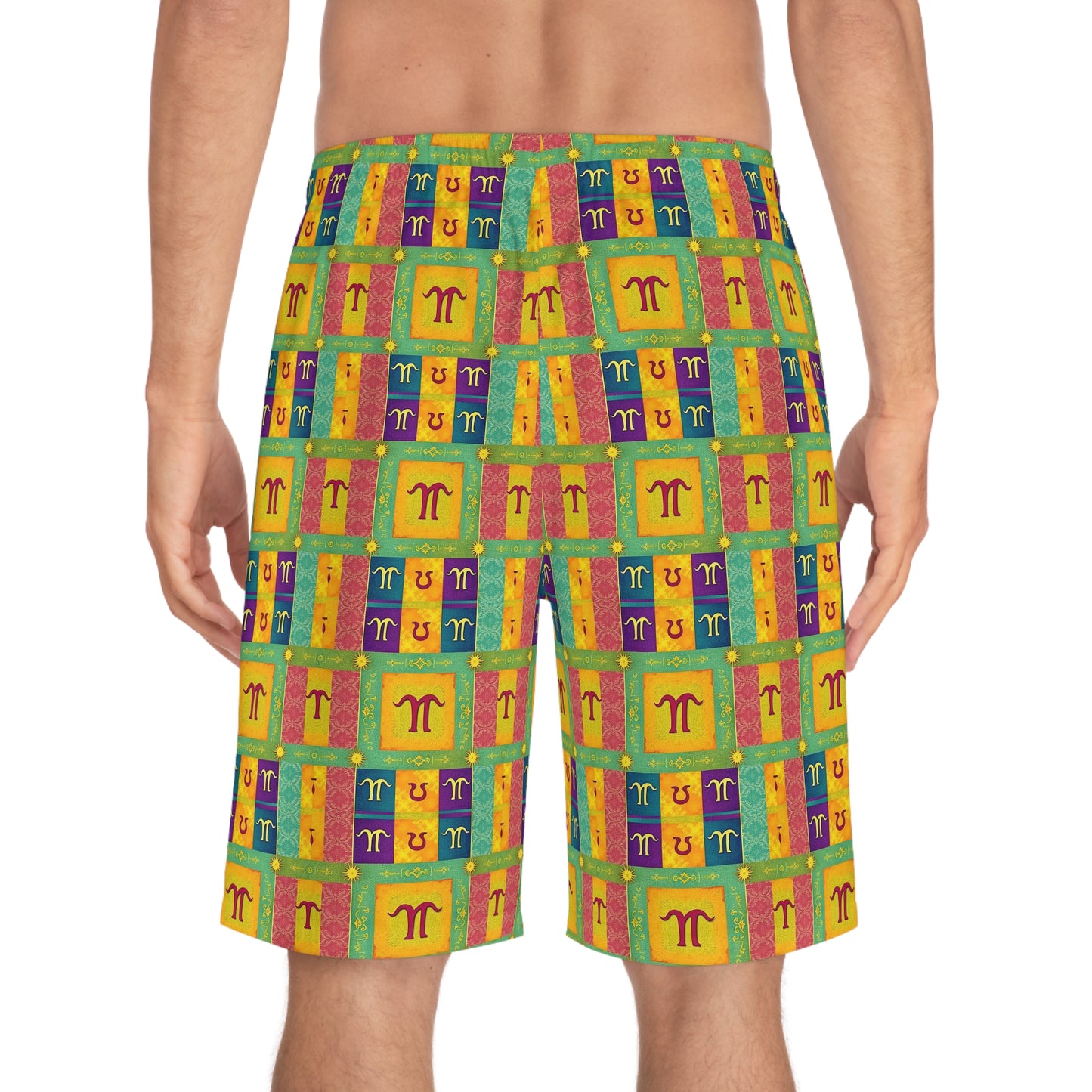Men's Board Shorts, (AOP), Aquarius, Zodiac v2, Shape Pattern