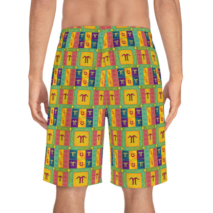 Men's Board Shorts, (AOP), Aquarius, Zodiac v2, Shape Pattern