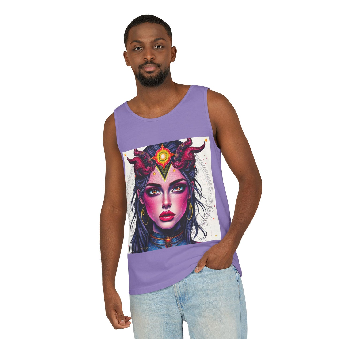 Unisex Garment-Dyed, Tank Top, Virgo Design, Pop Art, 100% US cotton