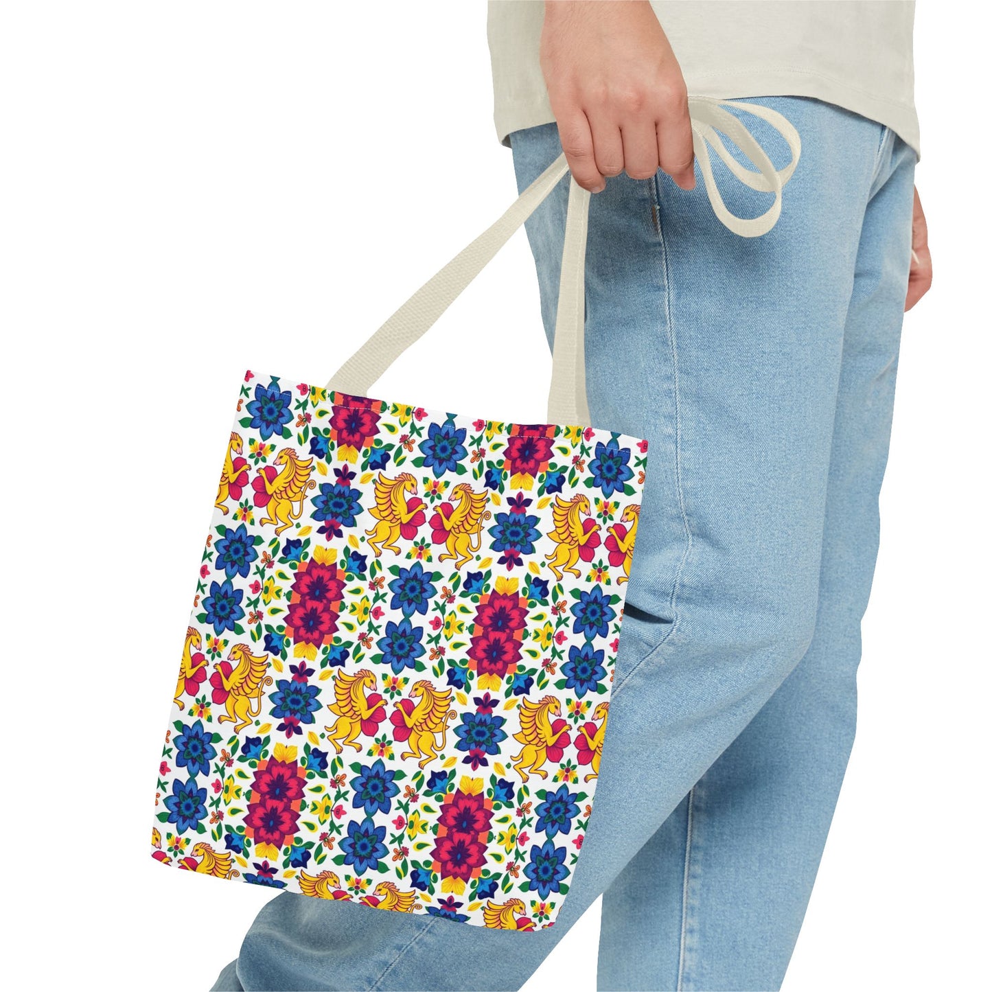 Tote Bag (AOP), Gemini, Zodiac, Flower Pattern