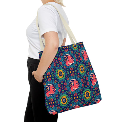 Tote Bag (AOP), Capricorn, Zodiac v1, Flower Pattern