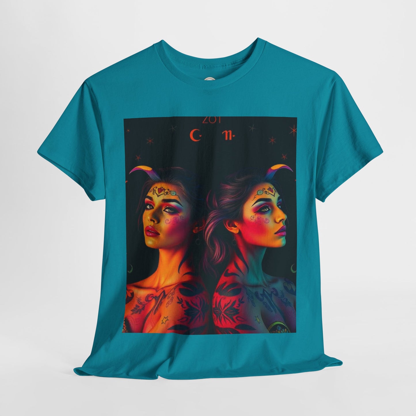 Unisex Heavy Cotton T-Shirt, Gemini, Zodiac, Sexy Art