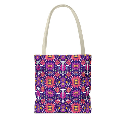Tote Bag, (AOP), Libra, Zodiac v2, Flower Pattern