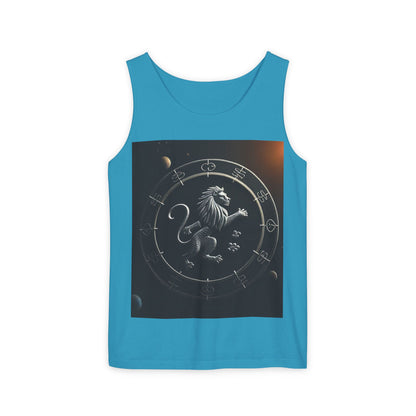 Unisex Garment-Dyed, Tank Top, Leo Design, Space Animal, 100% US cotton