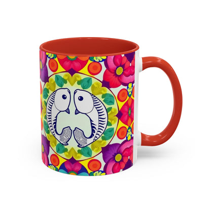 Accent Coffee Mug, Pisces, Zodiac v4, Flower Pattern, (11, 15oz)