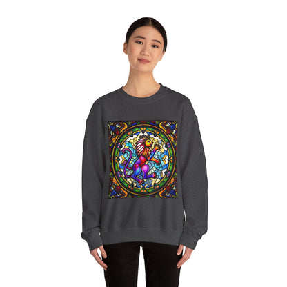Unisex Heavy Blend™ Crewneck Sweatshirt, Glass, Leo Zodiac Design