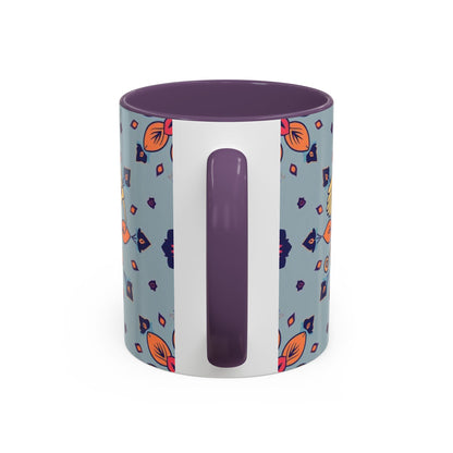 Accent Coffee Mug, Sagittarius, Zodiac v3. Flower Pattern, (11, 15oz)