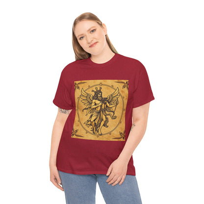 Unisex Heavy Cotton T-Shirt, Pencil Art v1, Gemini Zodiac Design