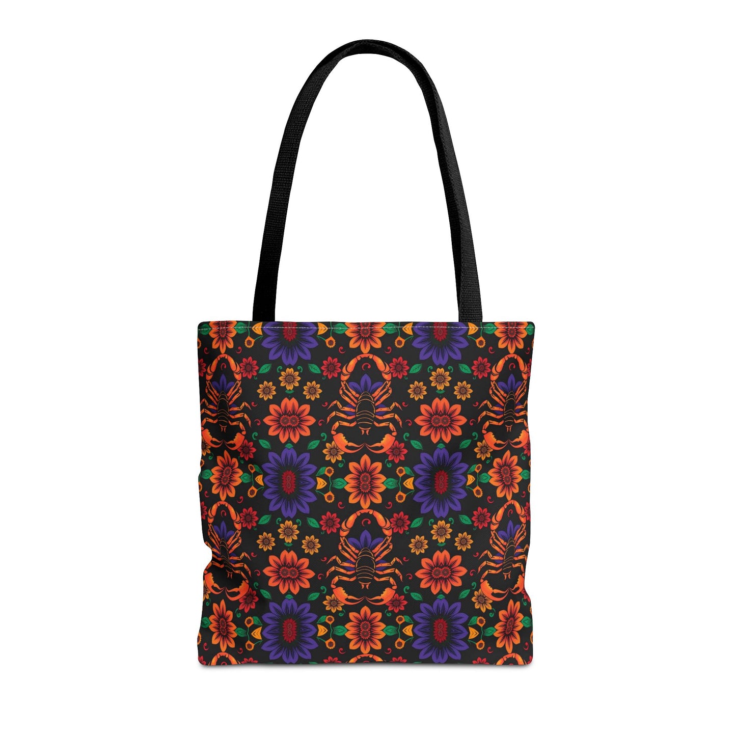 Tote Bag, (AOP), Scorpio, Zodiac v6, Flower Pattern
