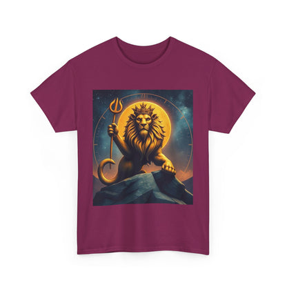 Unisex Heavy Cotton T-Shirt, King of Lions v2, Leo Zodiac Design