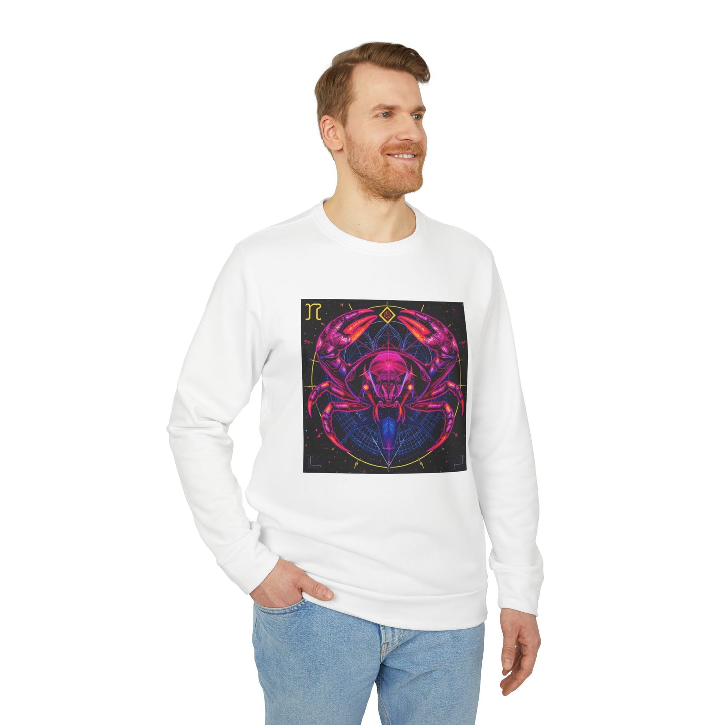Adidas, Unisex Fleece Crewneck Sweatshirt, Cancer, Pop Art, Zodiac