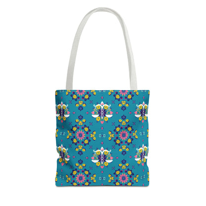 Tote Bag (AOP), Libra, Zodiac v1, Flower Pattern