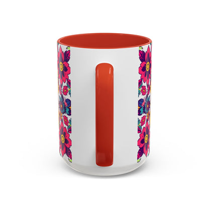 Accent Coffee Mug, Scorpio, Zodiac v2. Flower Pattern, (11, 15oz)