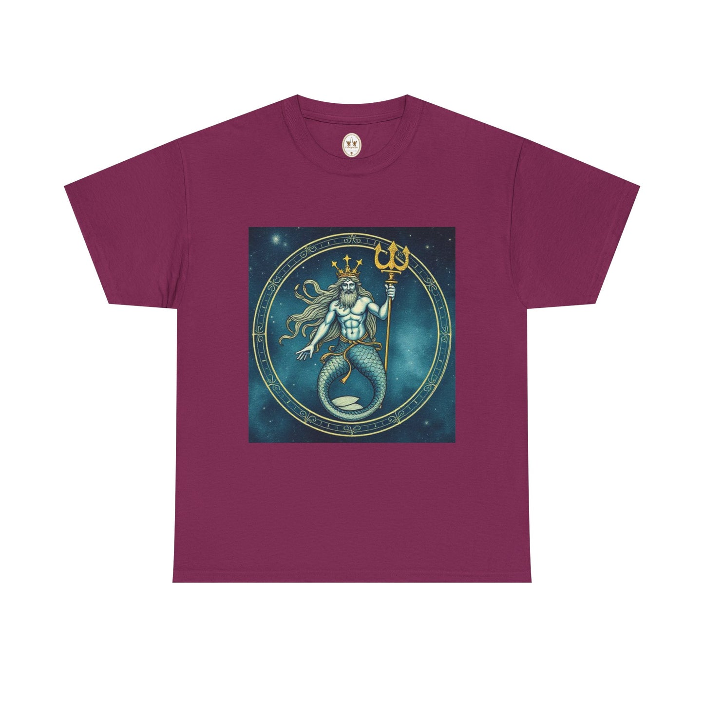 Unisex Heavy Cotton T-Shirt, Aquarius God 6v, Zodiac Design