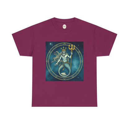 Unisex Heavy Cotton T-Shirt, Aquarius God 6v, Zodiac Design