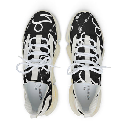 Men's Mesh Sneakers, Capricorn Zodiac Sign, AOP, Black