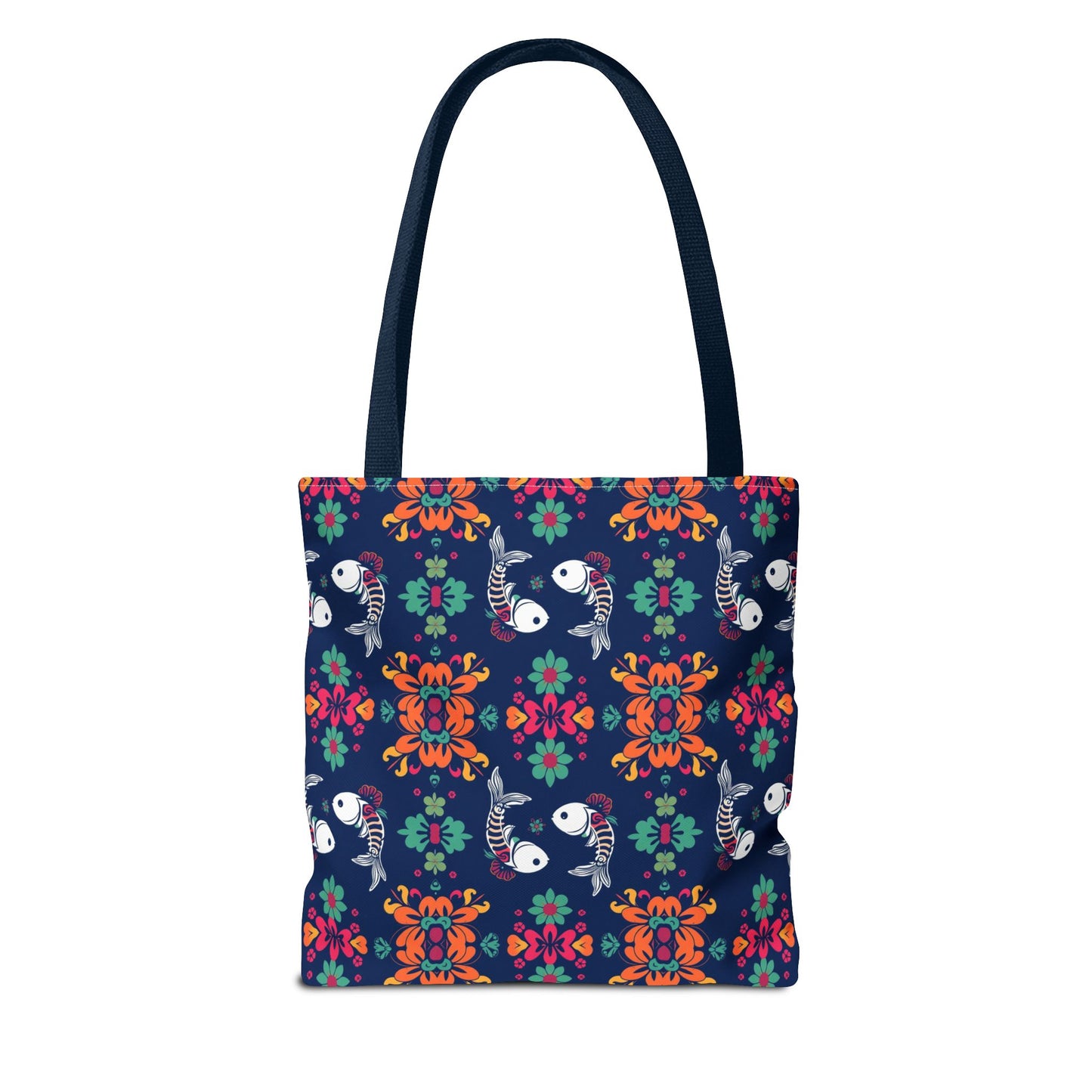 Tote Bag, (AOP), Pisces, Zodiac v6, Flower Pattern