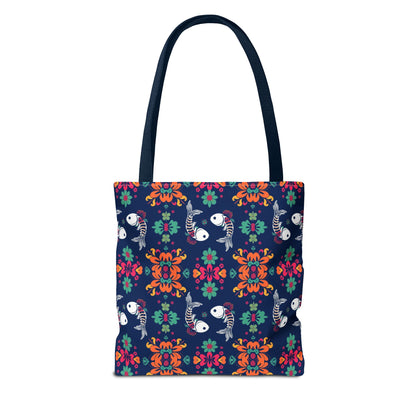 Tote Bag (AOP), Pisces, Zodiac, Flower Pattern