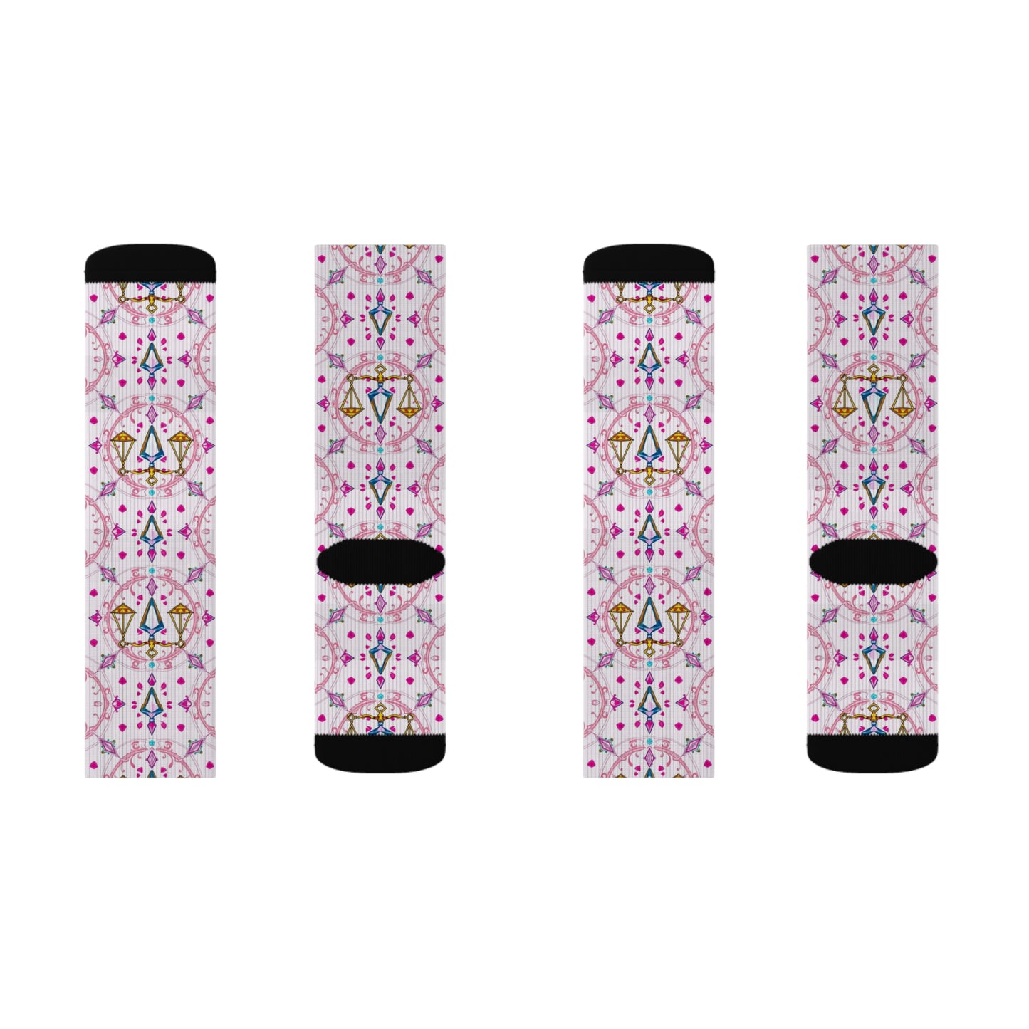 Sublimation Socks, Libra, Zodiac, Jewel Pattern