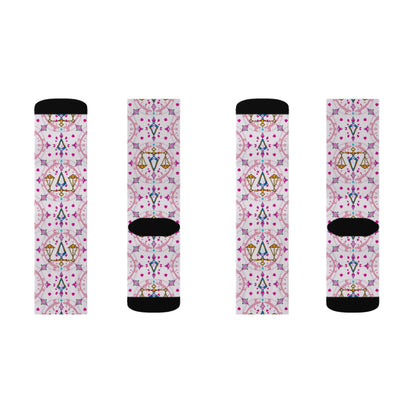 Sublimation Socks, Libra, Zodiac, Jewel Pattern