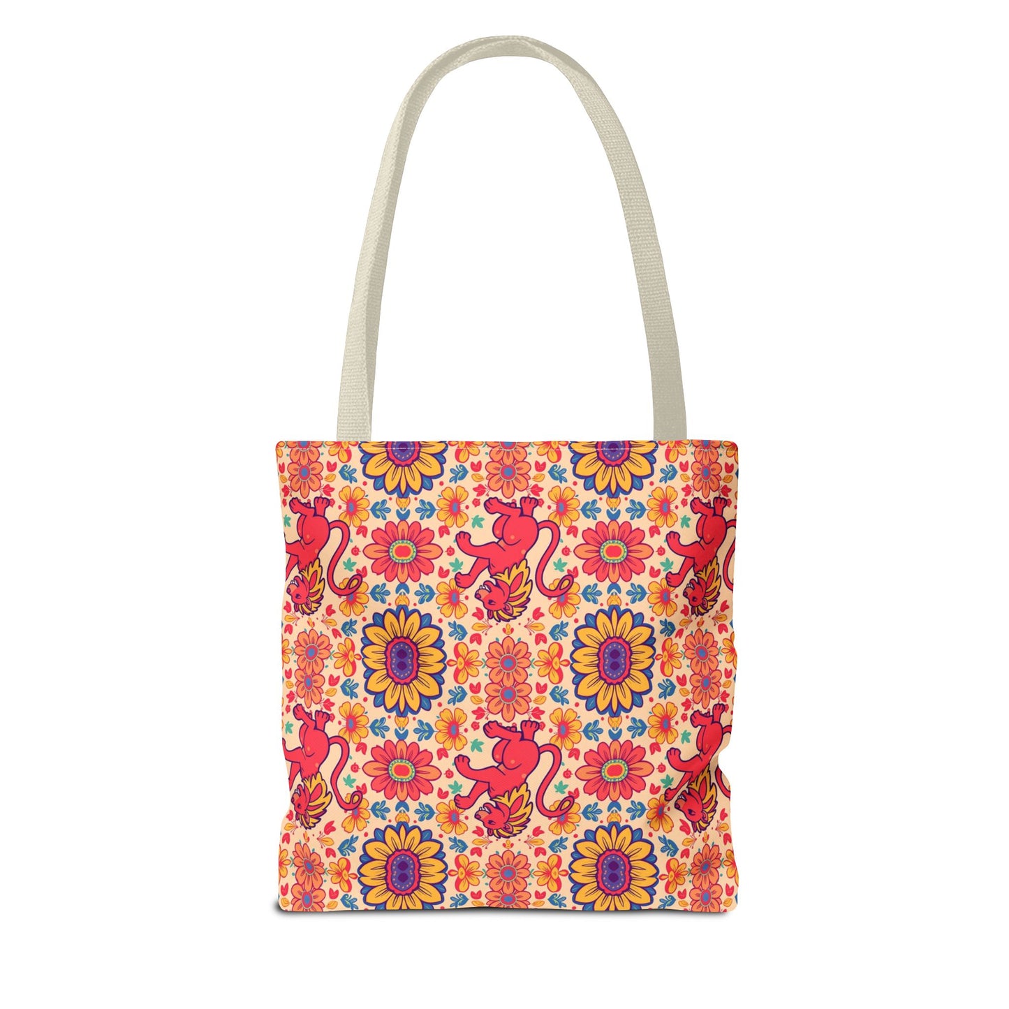 Tote Bag (AOP), Leo, Zodiac v2, Flower Pattern