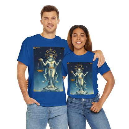Unisex Heavy Cotton T-Shirt Space v2, Libra God, Zodiac Design