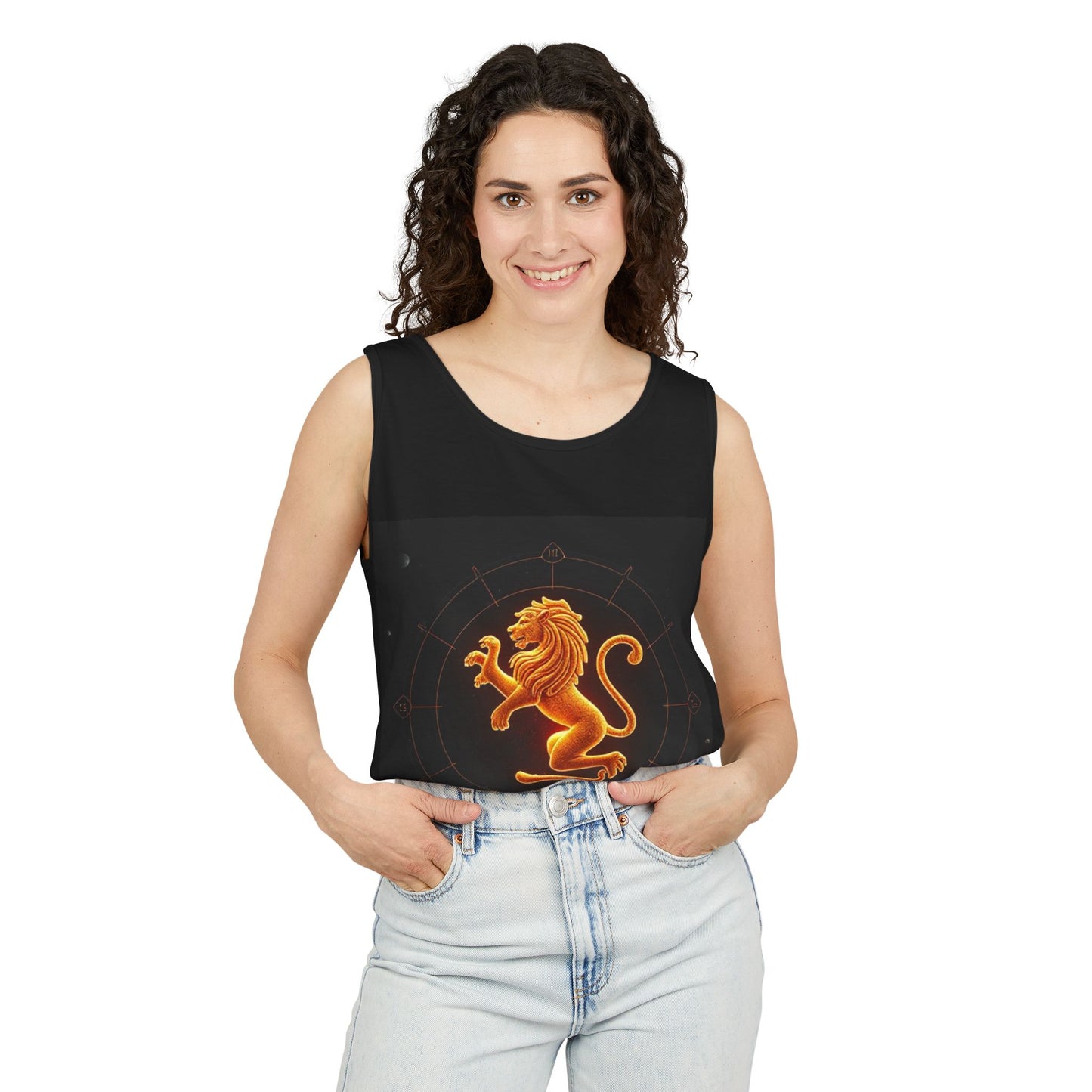Unisex Garment-Dyed, Tank Top, Leo Design, Space Animal v1, 100% US cotton