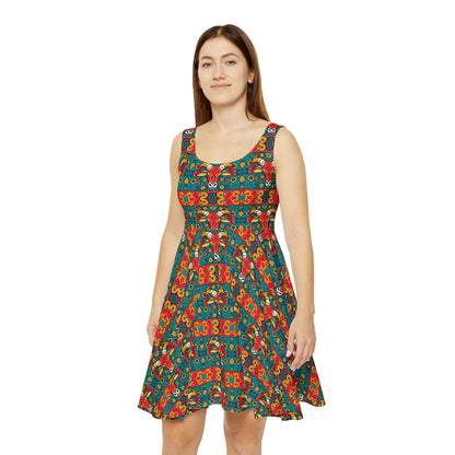 Women's Skater Dress, AOP, Zodiac v1, Taurus, Pattern